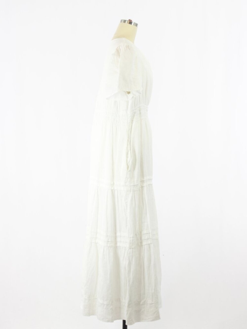QUINCE White 100% European Linen Tiered A-Line Maxi Dress, Size L - Picture 6 of 14